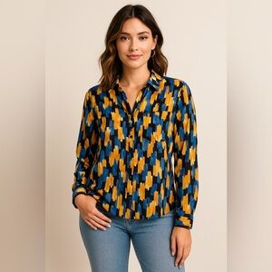 NWOT Lush Multicolor Abstract Blouse